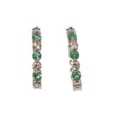Emerald & Diamond 14K White Gold Hoop Earrings