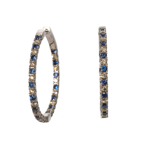 Sapphire & Diamond Inside Out 14K White Gold Flexible Hoops