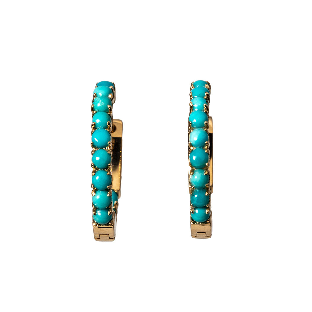 Turquoise Inside Out 14K Yellow Gold Small Hoop Earrings