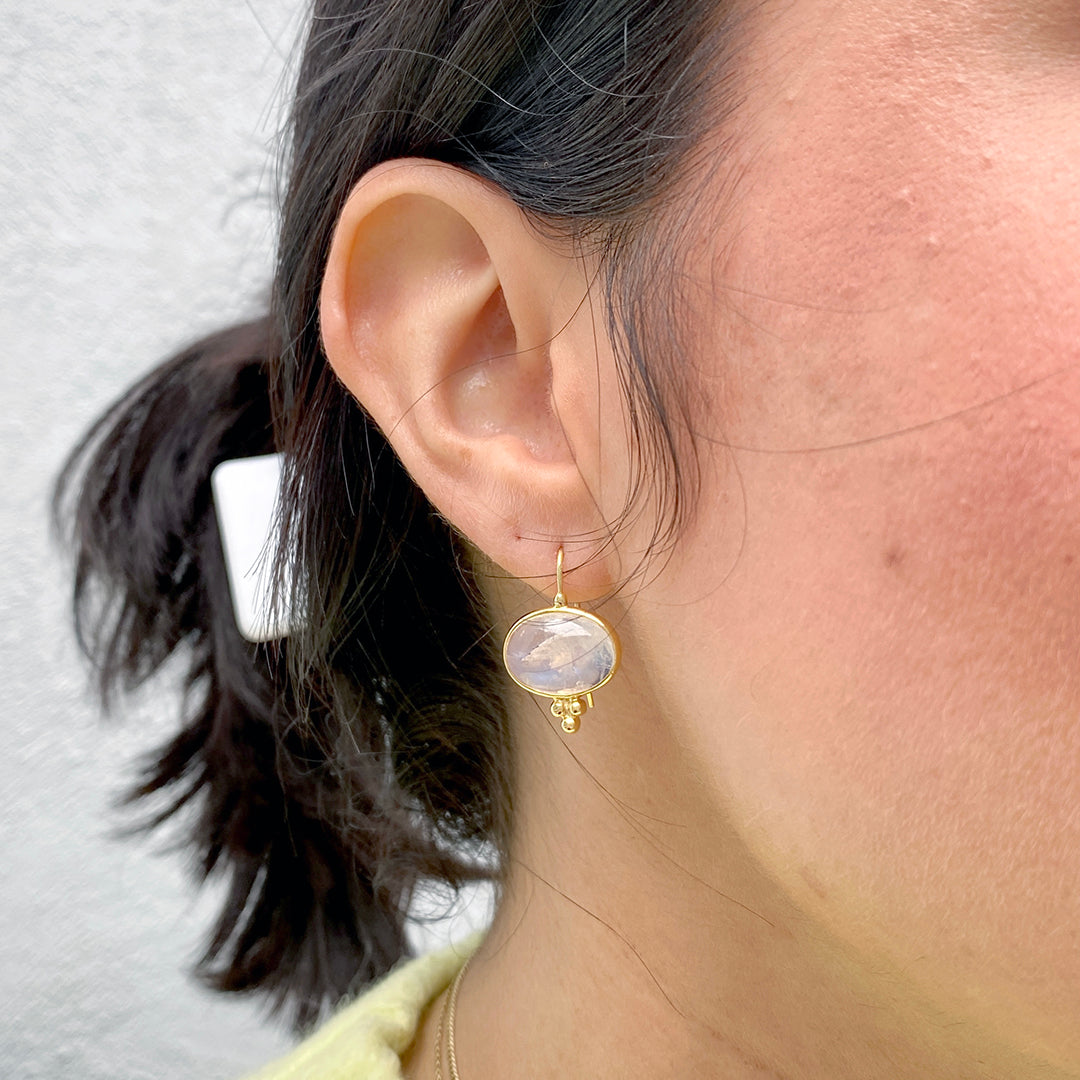 Mazza Capri Moonstone 14K Yellow Gold Earrings