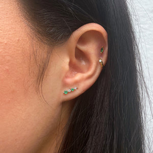 Emerald & Diamond Graduated 14K Gold Stud Earrings