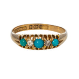 Victorian Turquoise & Diamond 18K Yellow Gold Ring