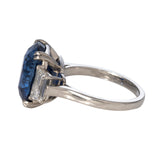 Estate 9.65ct Sapphire & Trapezoid Diamond Platinum Ring