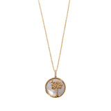Palmetto Tree & Crescent 18K Gold Mother of Pearl Pendant Necklace