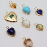 Opal & Multi Sapphire 14K Yellow Gold Heart Charm