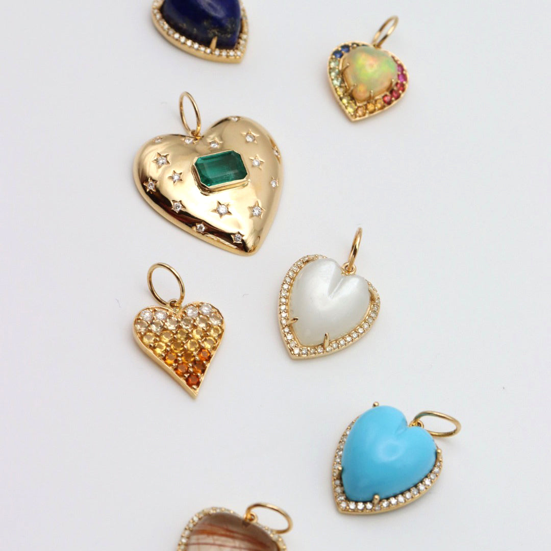 Orange Sapphire & Diamond Ombré 14K Gold Heart Pendant