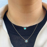 Turquoise & Diamond Starburst 14K Gold Pendant Necklace
