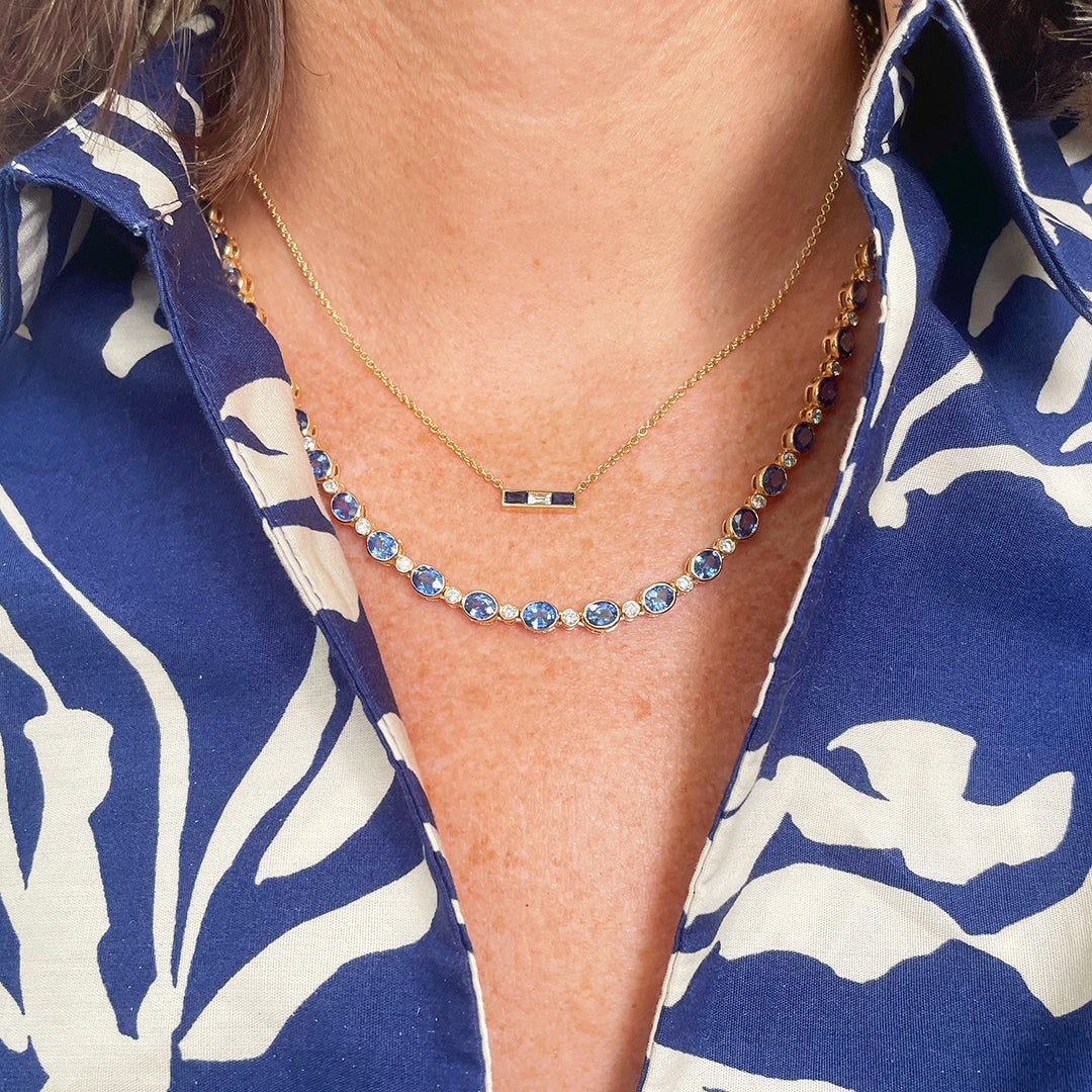 Single Stone Diamond & Gemstone Monet Necklace