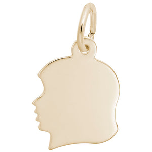 14K Yellow Gold Young Girl's Head Silhouette Charm