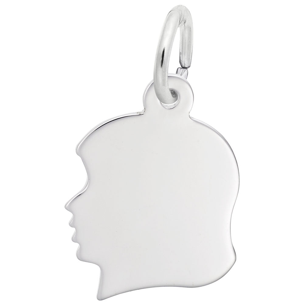Sterling Silver Young Girl's Head Silhouette Charm