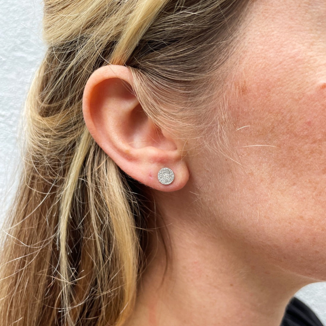 Pave diamond stud earrings Clearance