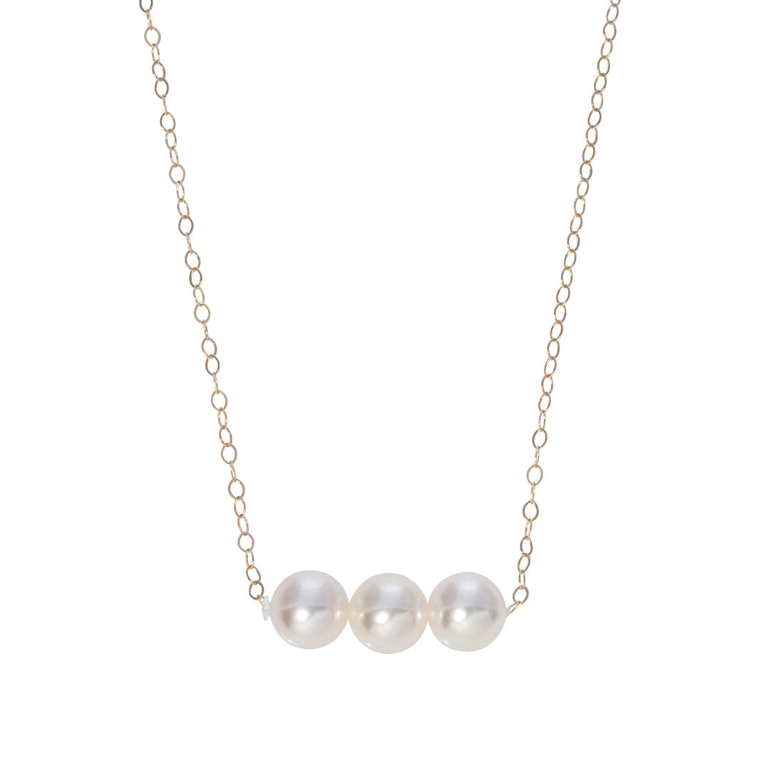 Pearl 3 Strand 14K Gold Clasp Choker Necklace