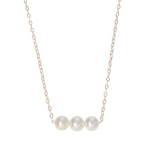 Three Pearl 14K Gold Start Her Necklace