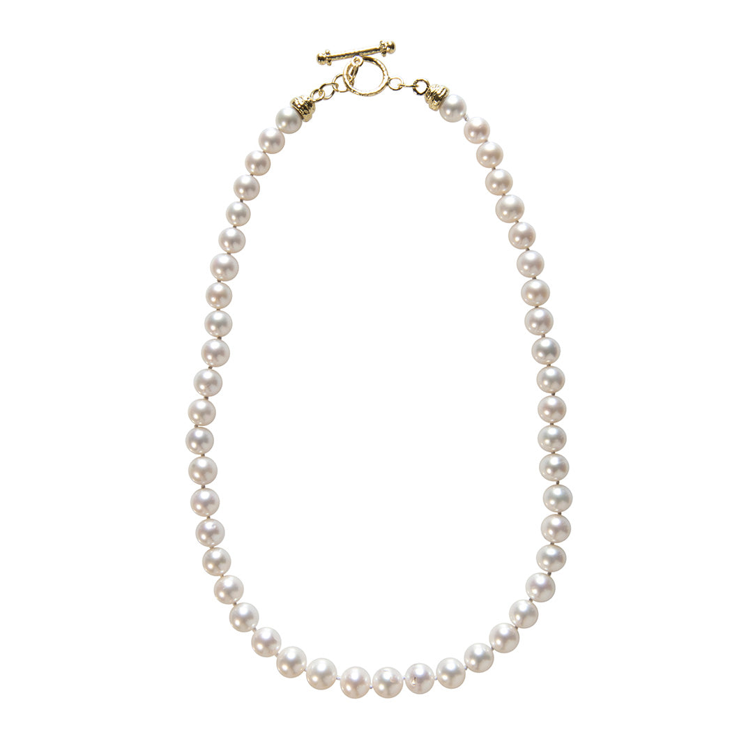 9mm Pearl 14K Yellow Gold Toggle Clasp Necklace