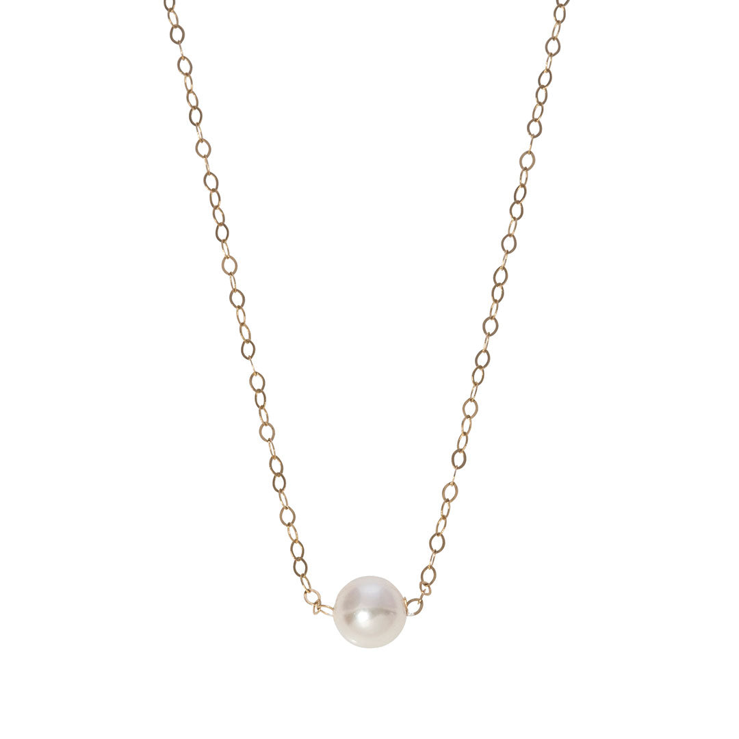 Single Pearl 14K Gold Start Her Necklace 4 mm