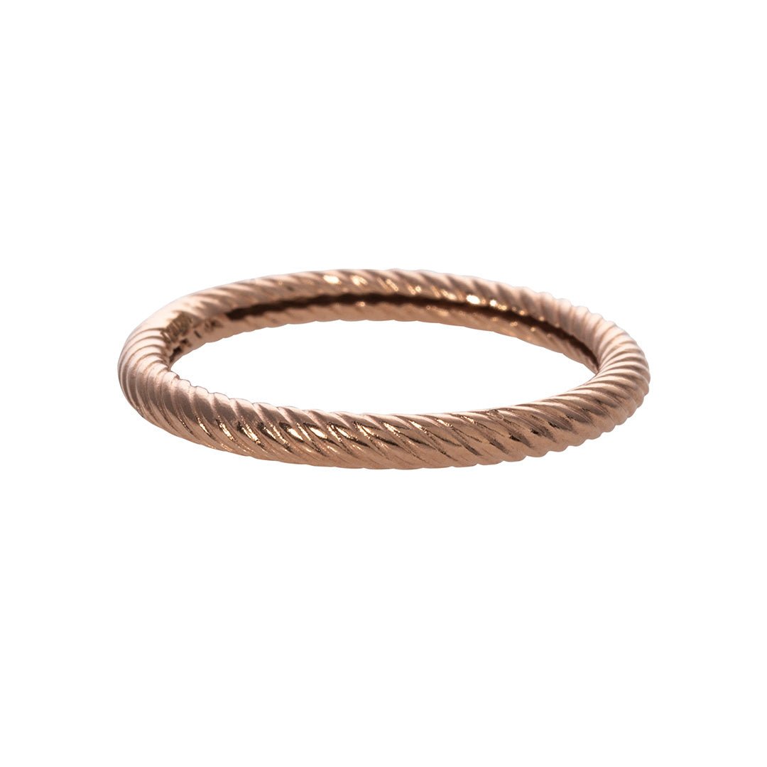 14K Rose Gold Twisted Rope Stackable Band