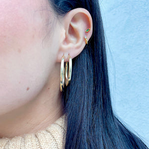 14K Yellow Gold 3x25mm Hoop Earrings