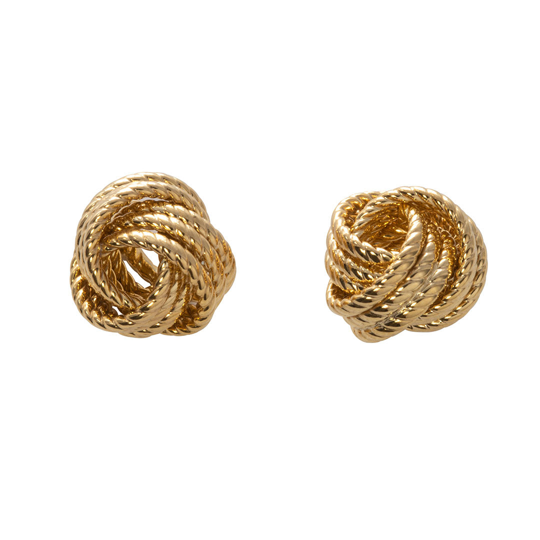 14K Yellow Gold Twisted Love Knot Stud Earrings
