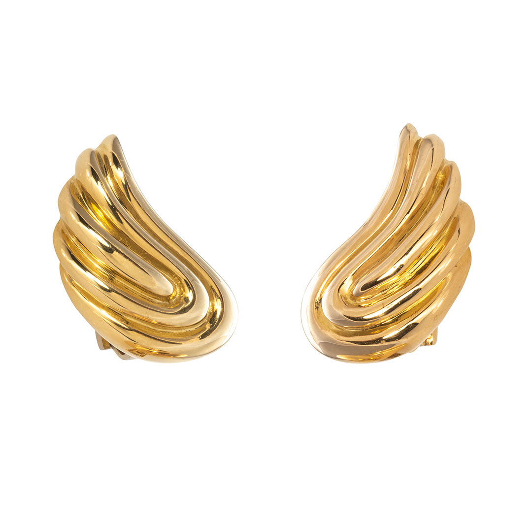 Estate 18K Yellow Gold Wing Earrings