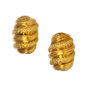 Estate 18K Yellow Gold Textured Shrimp Earrings