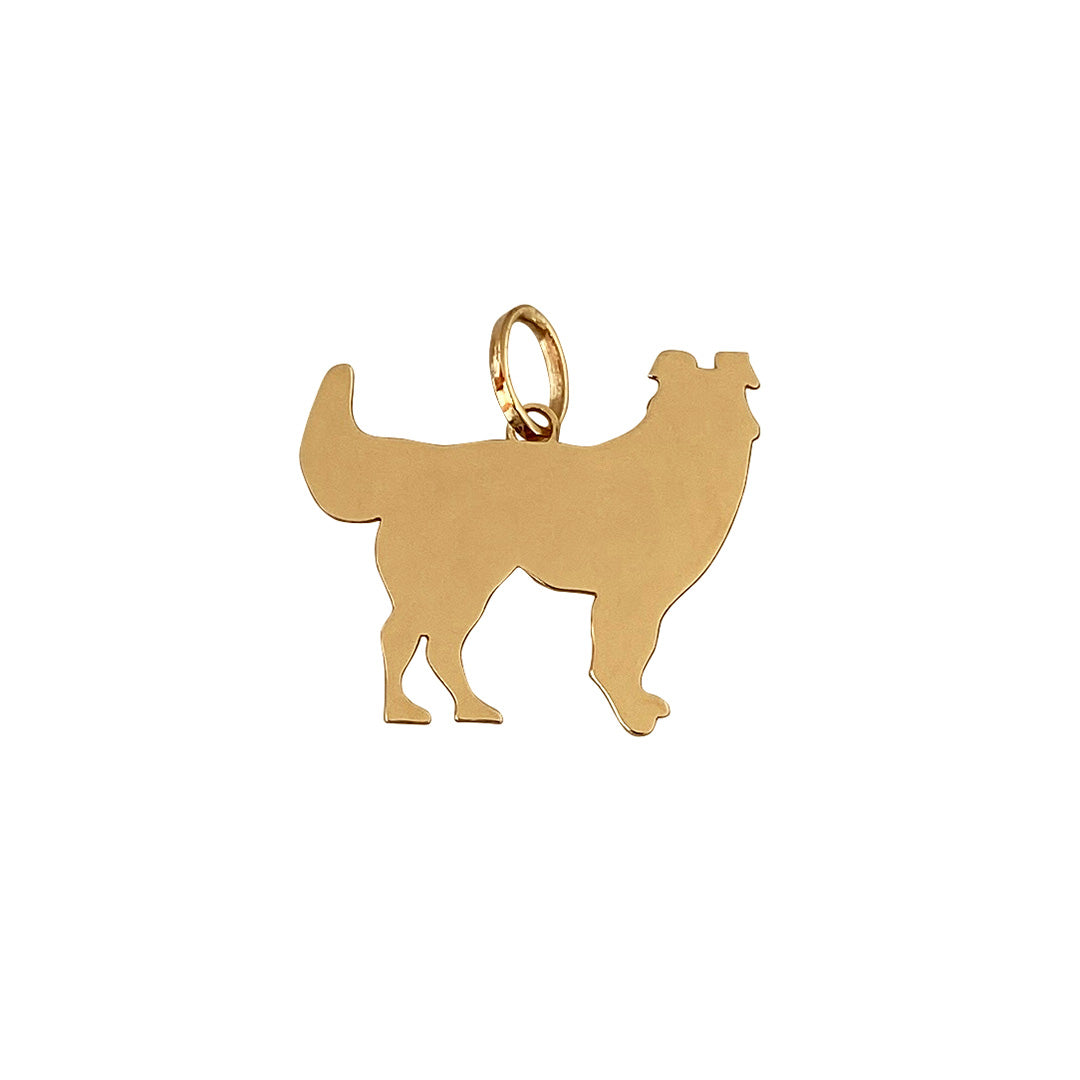 14K Yellow Gold Collie Dog Silhouette Charm