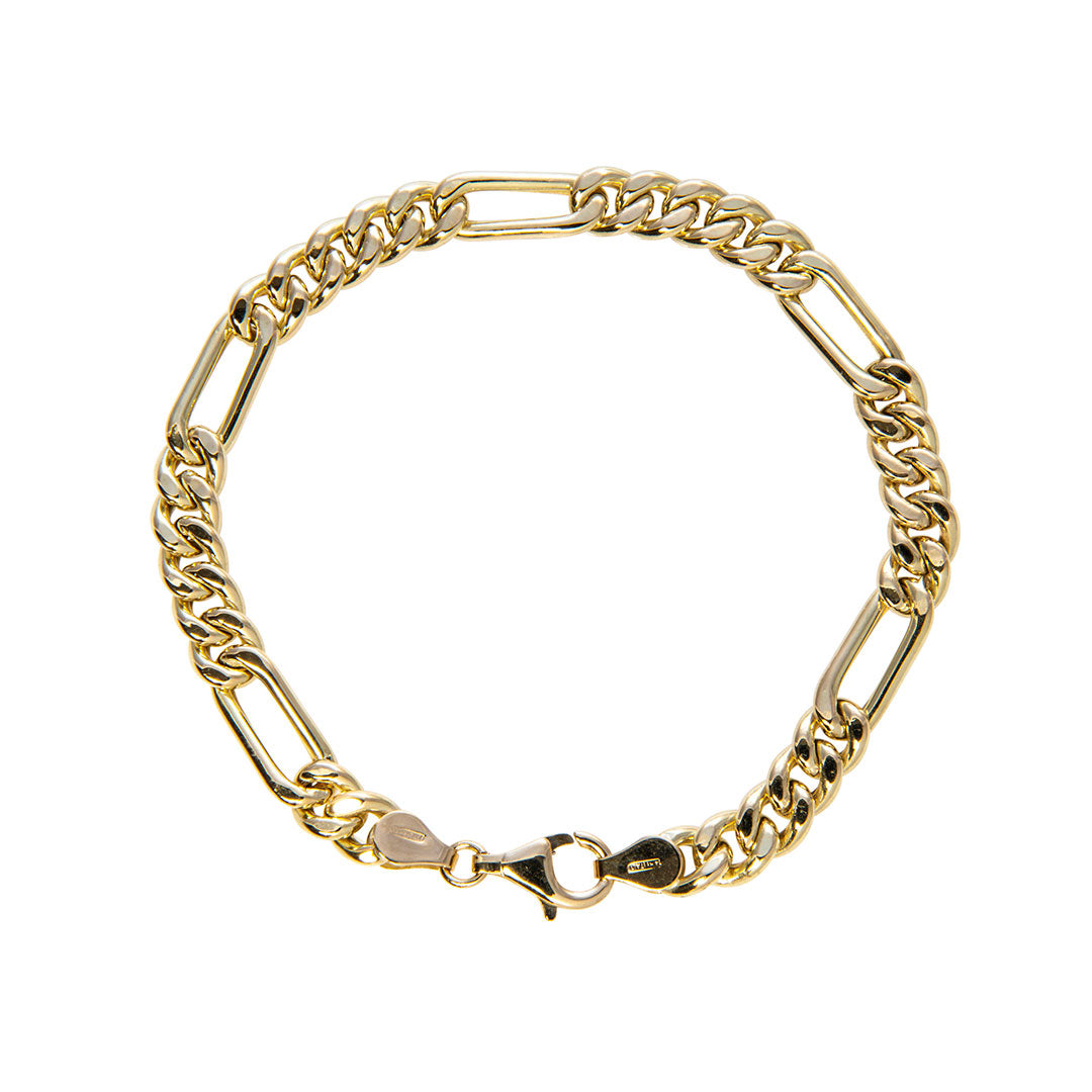 14K Yellow Gold Mixed Link Chain Bracelet