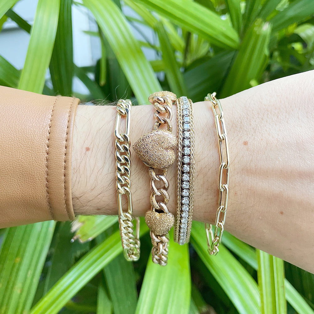 14K Yellow Gold Elongated Rectangle Link Bracelet