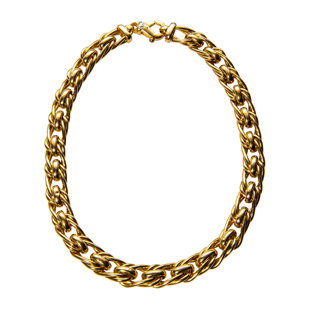 Estate 18K Yellow Gold Braided Link Choker Necklace