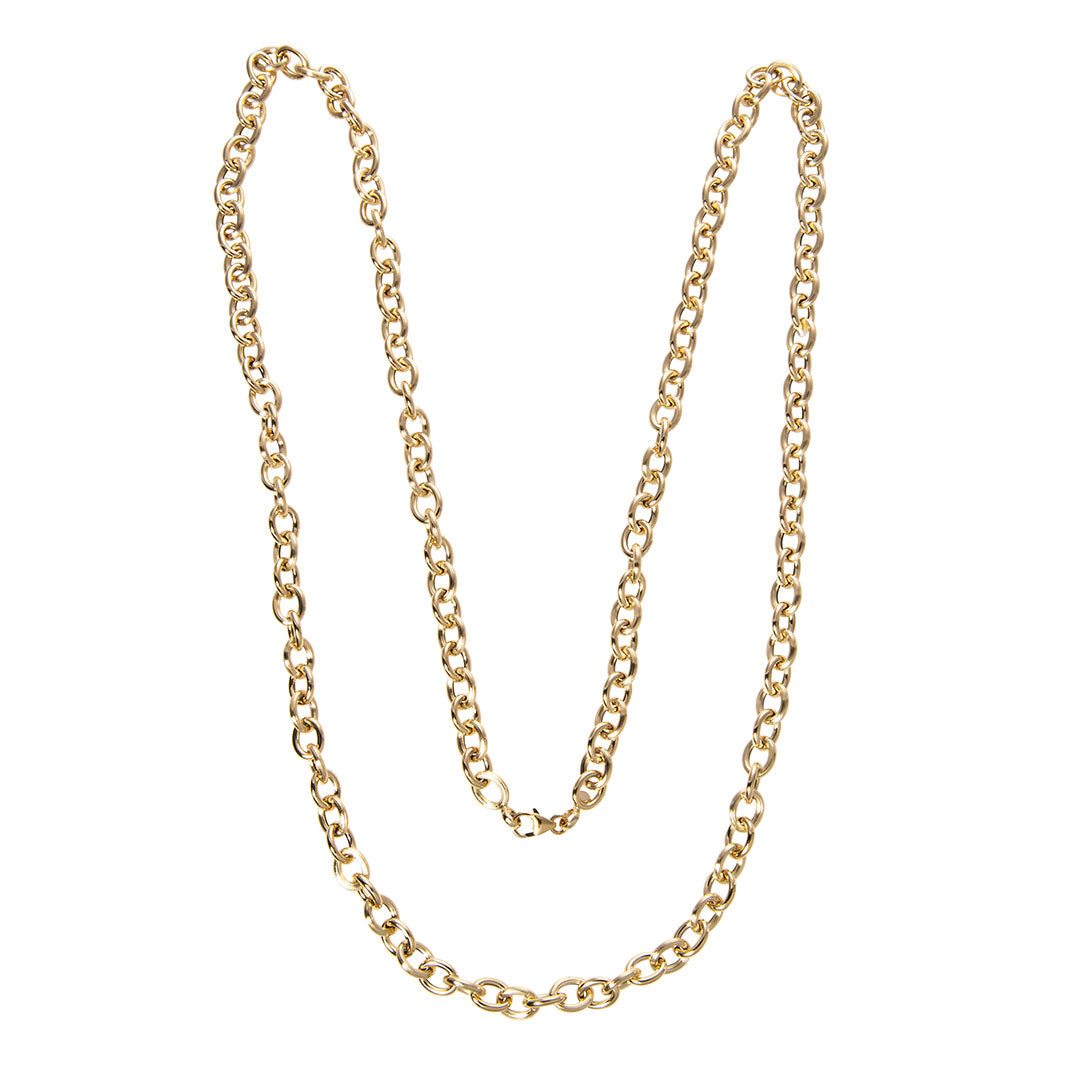 14K Yellow Gold Mixed Small Oval Link Necklace