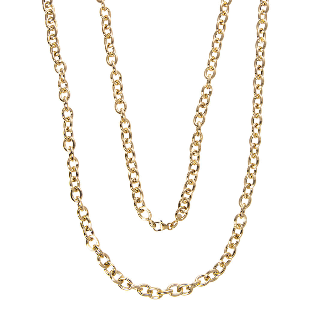 14K Yellow Gold Mixed Small Oval Link Necklace