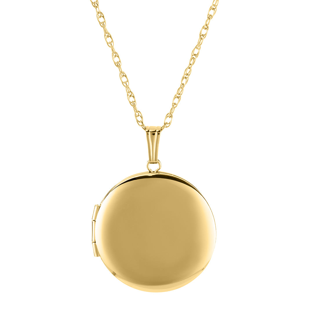 Adult 14K Yellow Gold 23mm Round Locket Necklace