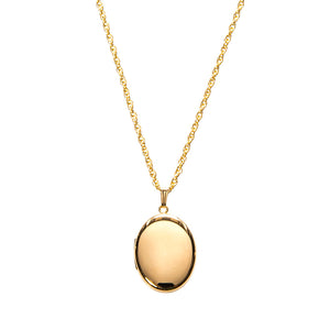 Adult 14K Yellow Gold 20x25mm Oval Locket Necklace