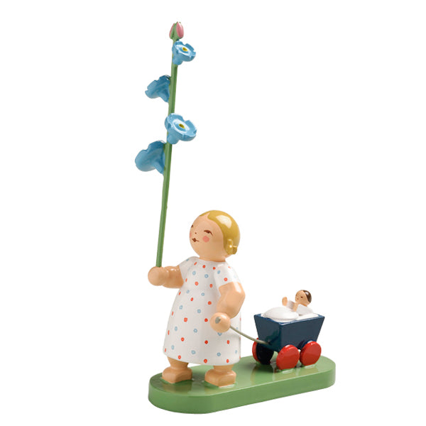 Wendt & Kuhn Girl with Forget Me Not Wooden Figurine