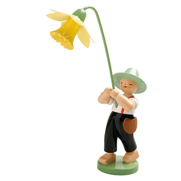 Wendt & Kuhn Boy with Daffodil Wooden Figurine