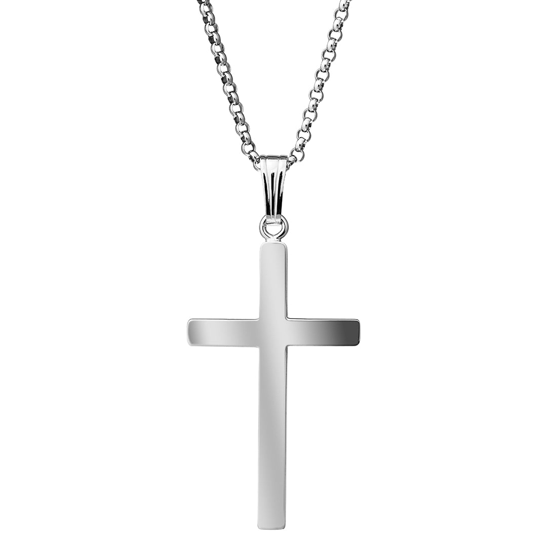 Sterling Silver 18x37mm Cross Pendant Necklace