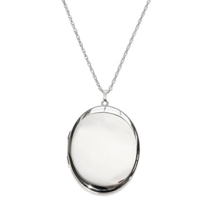 Adult Sterling Silver 39x47mm Oval Locket Necklace