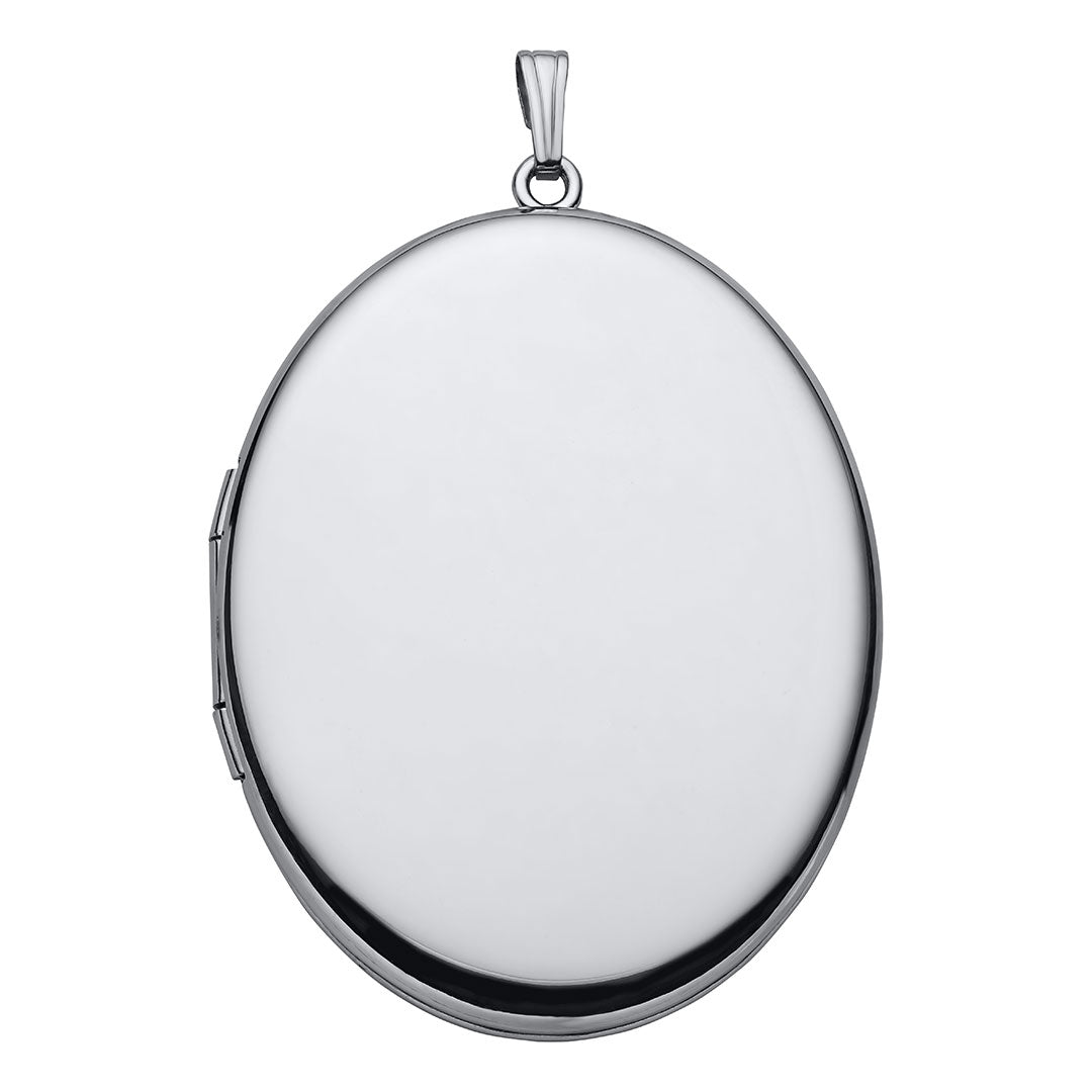 Adult Sterling Silver 39x47mm Oval Locket Necklace