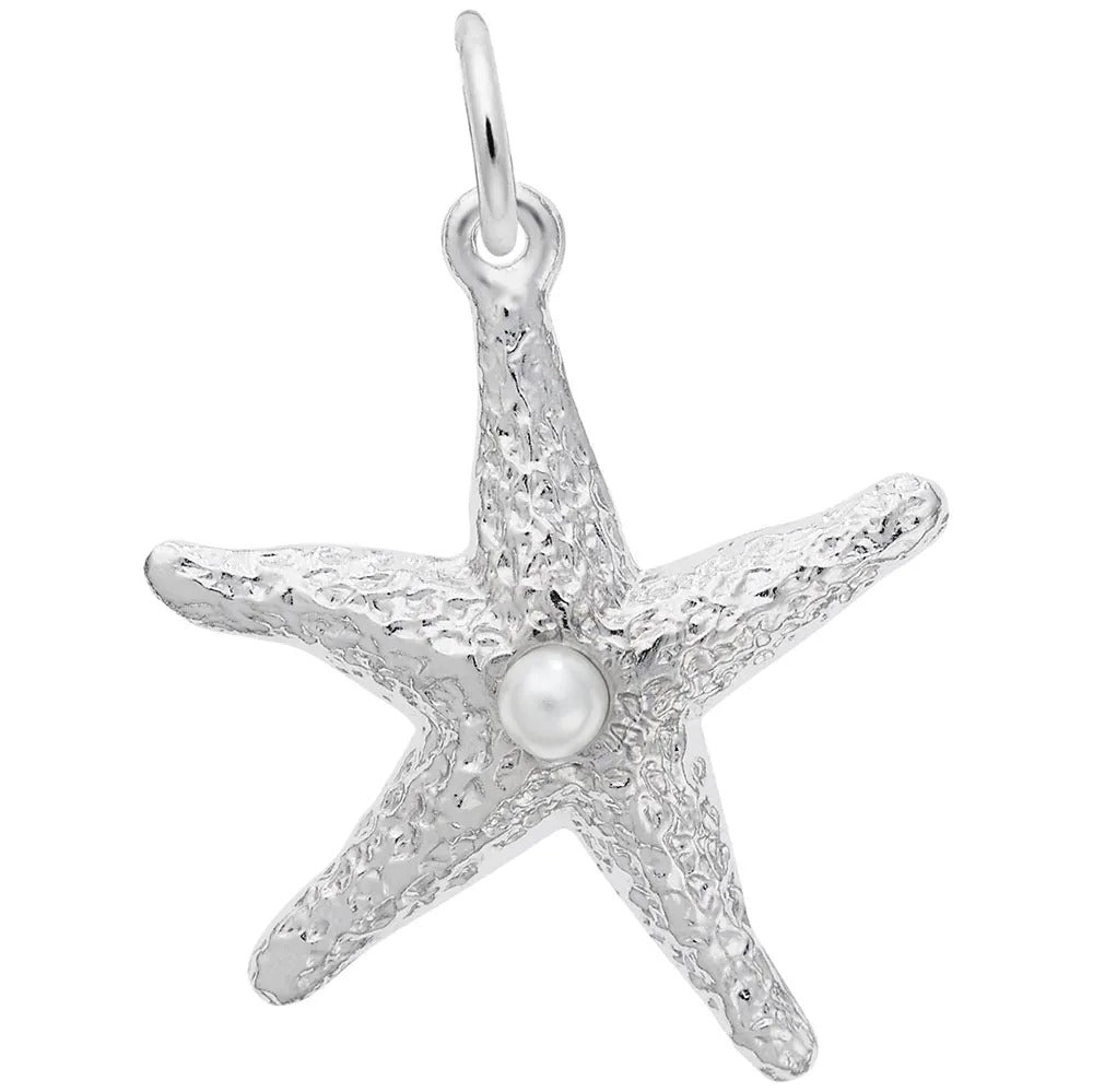 Sterling Silver Starfish with Pearl Charm