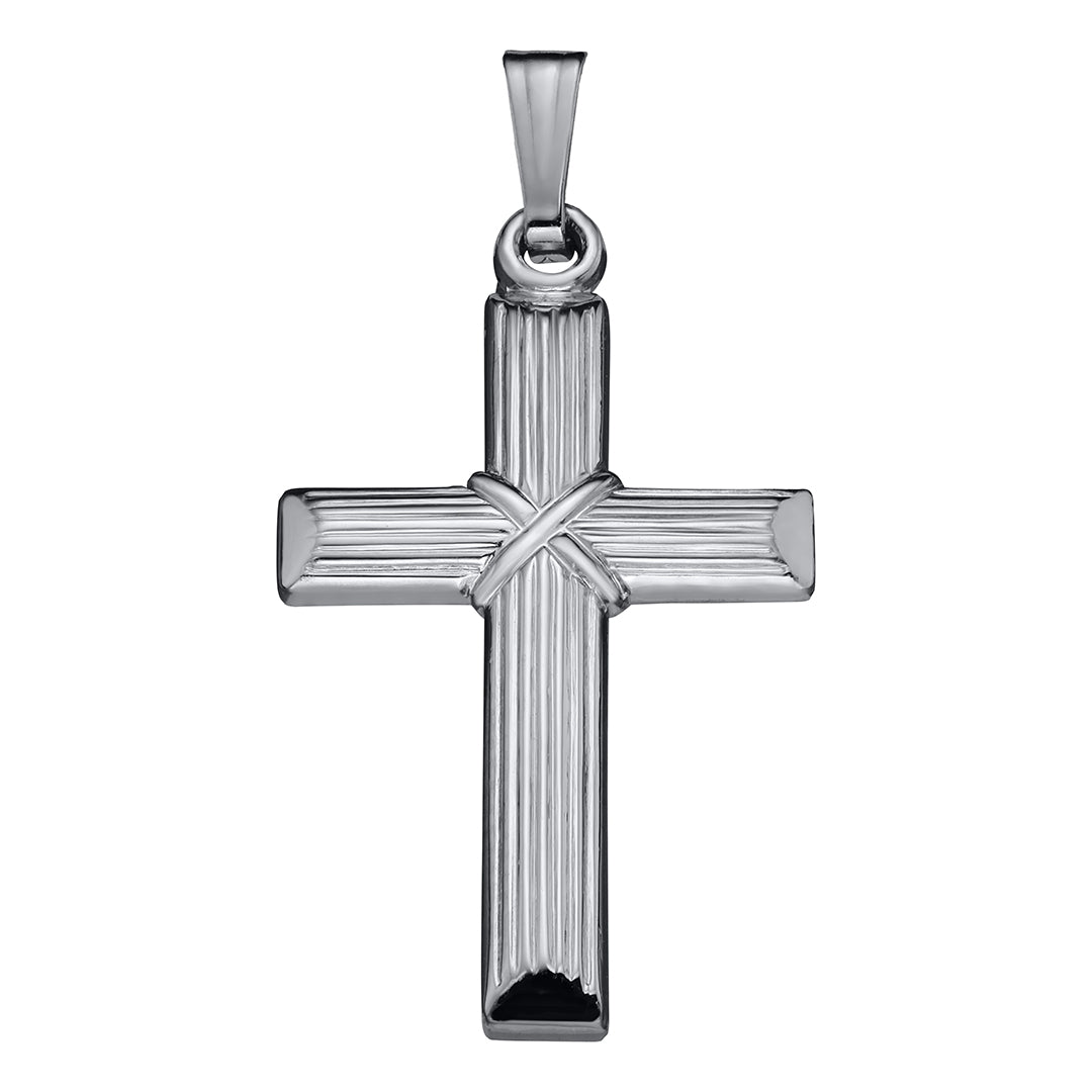 Sterling Silver Embossed Cross Pendant Necklace