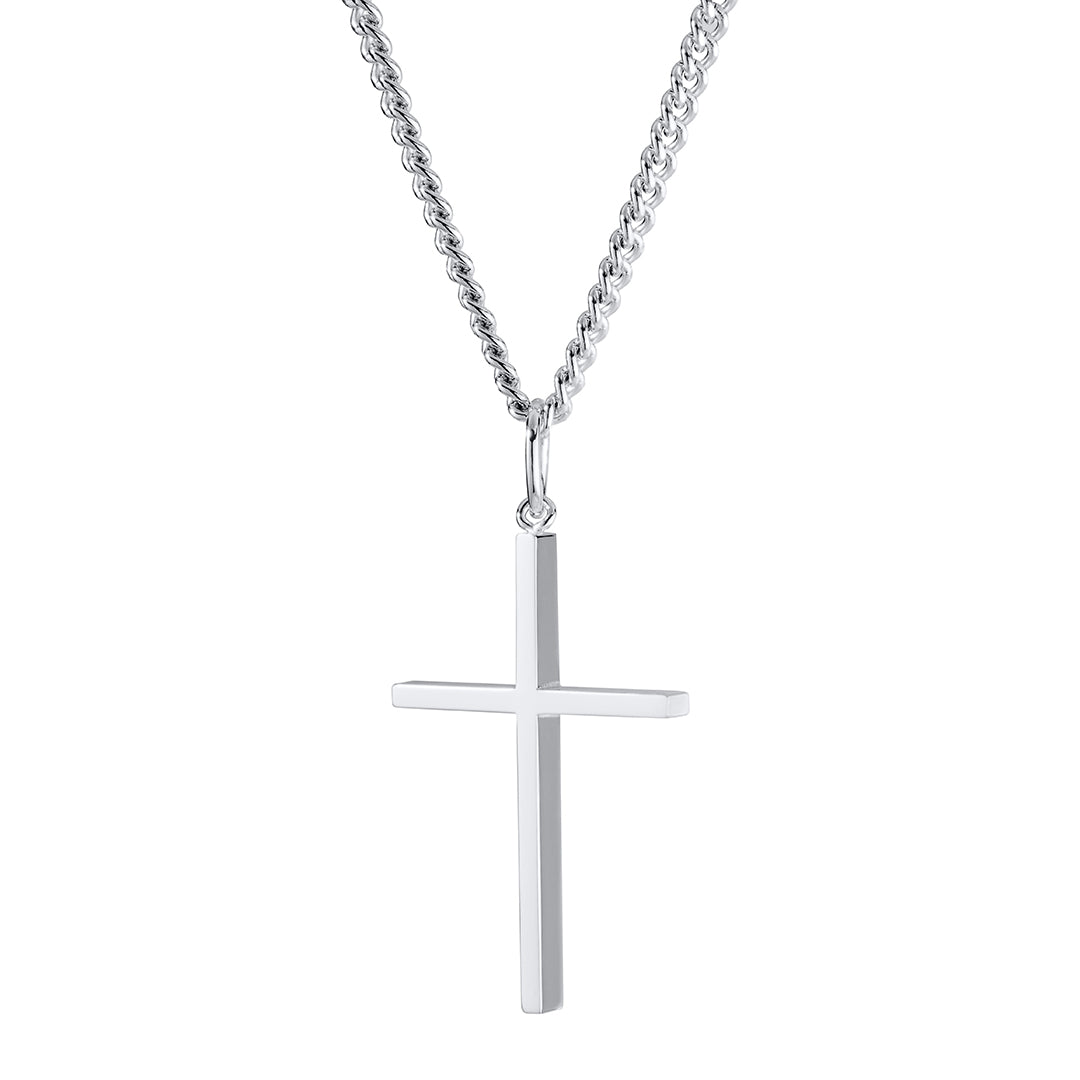 Sterling Silver 24x44mm Cross Pendant Necklace