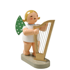 Wendt & Kuhn Angel with Large Harp Wooden Figurine Blonde