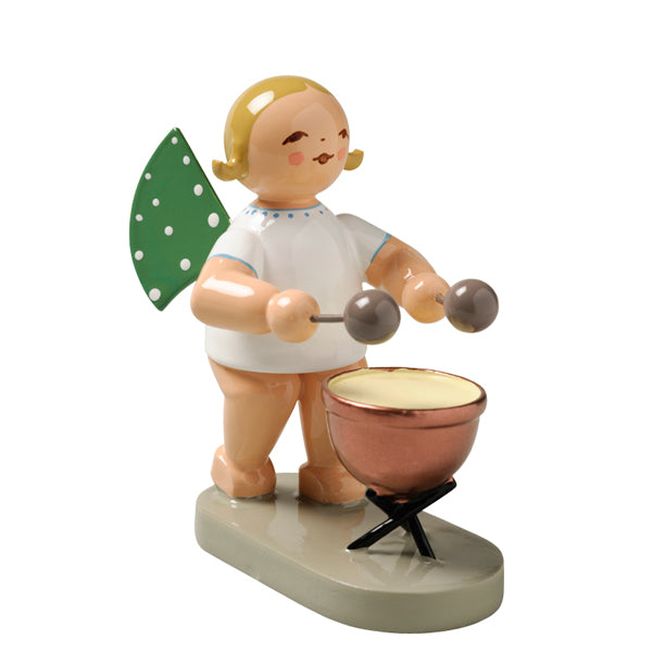 Wendt & Kuhn Angel with Kettle Drum Wooden Figurine Blonde