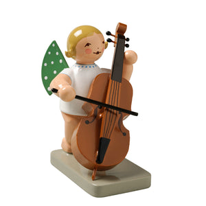 Wendt & Kuhn Angel with Double Bass Wooden Figurine Blonde