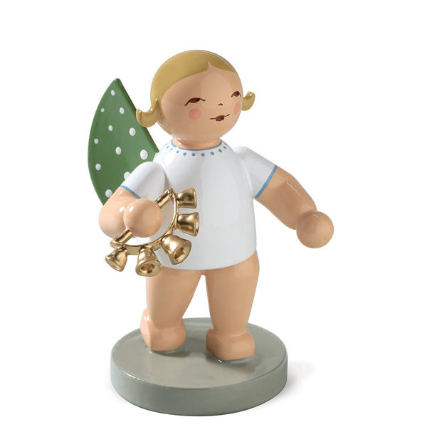Wendt & Kuhn Angel with Bell Wreath Wooden Figurine Wendt & Kuhn Angel with Bell Wreath Wooden Figurine