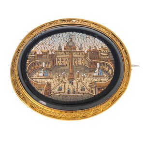 Estate Saint Peter's Basilica Micro Mosaic Brooch