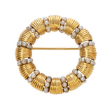 Estate Tiffany & Co Pearl 18K Gold Circle Brooch