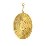 Estate Engine Turned 14K Yellow Gold Oval Mirror Pendant
