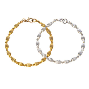 Gold Plated and Silver Plated Charleston Rice Bead Bracelet