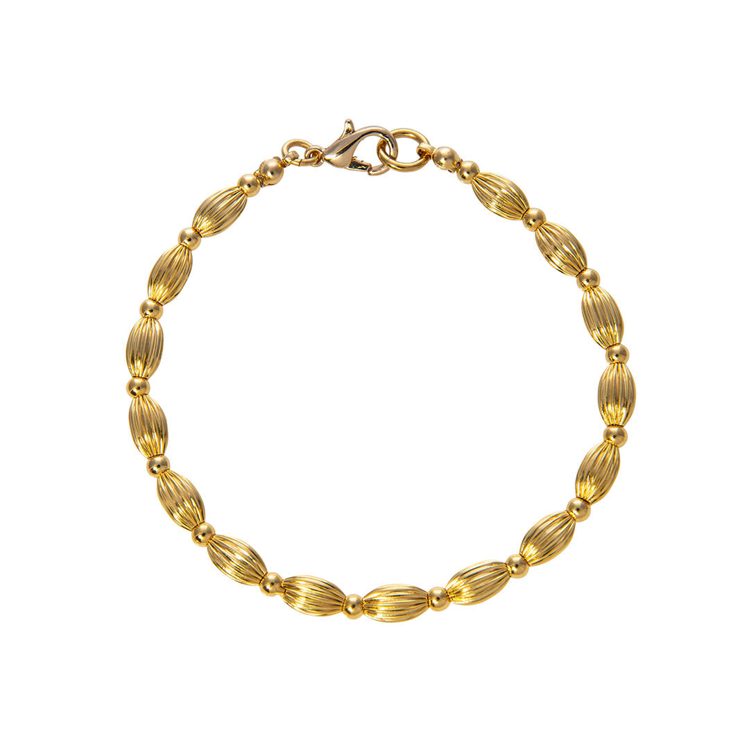 Gold Plated Charleston Rice Bead Bracelet