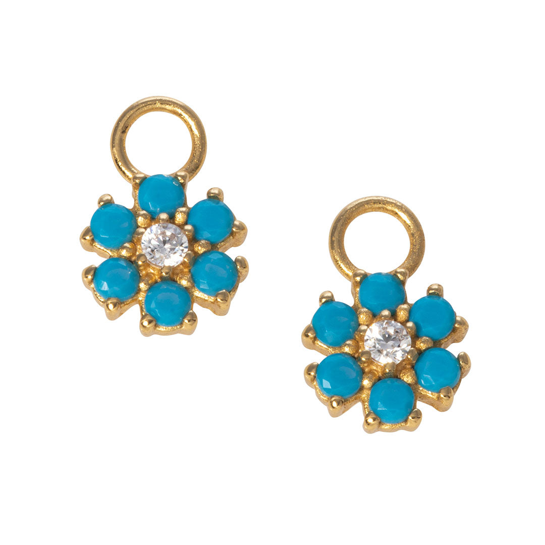 Goldbug Turquoise Flower Earring Charms